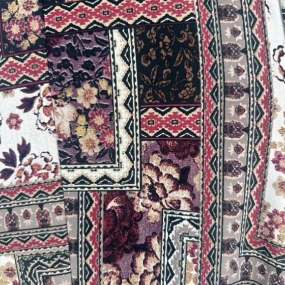 Cocomo Floral Bandana Print 3/4 Sleeve Mock Neck Blouse Medium Boho Patchwork - Picture 6 of 10